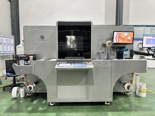 İsteğe Bağlı Mürekkep Püskürtmeli Rulodan Ruloya Etiket Dijital Süsleme Makinesi Ecoospark